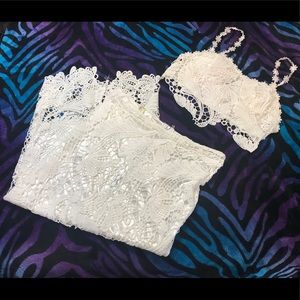 AMI Clubwear White Lace XL 13/14 Skirt Set